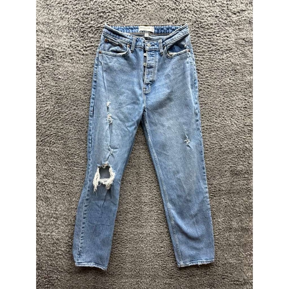 Abercrombie & Fitch The Dad High Rise Curve Love Denim Jeans Blue Womens Size 27